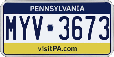 PA license plate MYV3673