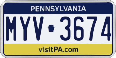 PA license plate MYV3674