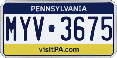 PA license plate MYV3675