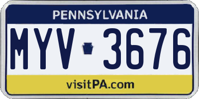PA license plate MYV3676