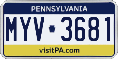 PA license plate MYV3681
