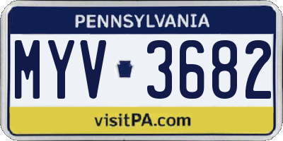 PA license plate MYV3682