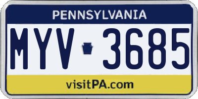 PA license plate MYV3685