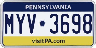 PA license plate MYV3698