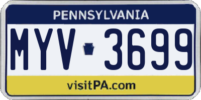 PA license plate MYV3699