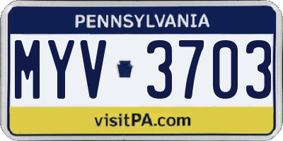 PA license plate MYV3703