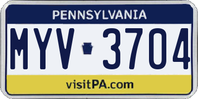 PA license plate MYV3704
