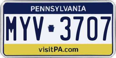 PA license plate MYV3707