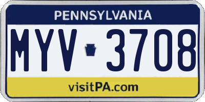 PA license plate MYV3708