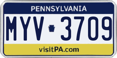 PA license plate MYV3709