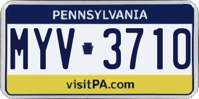 PA license plate MYV3710