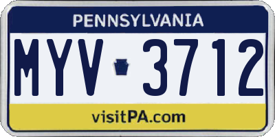 PA license plate MYV3712