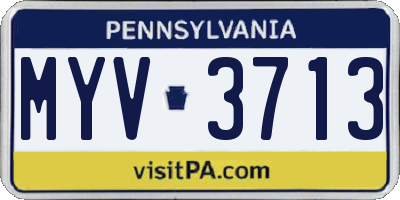 PA license plate MYV3713