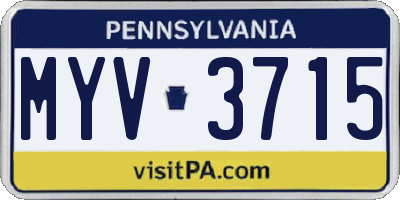 PA license plate MYV3715