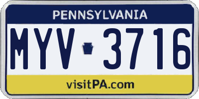 PA license plate MYV3716