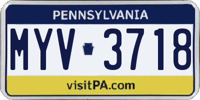 PA license plate MYV3718