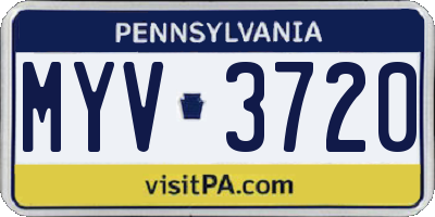 PA license plate MYV3720