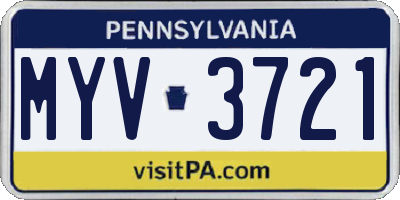 PA license plate MYV3721