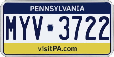 PA license plate MYV3722