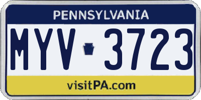 PA license plate MYV3723