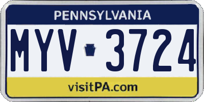 PA license plate MYV3724