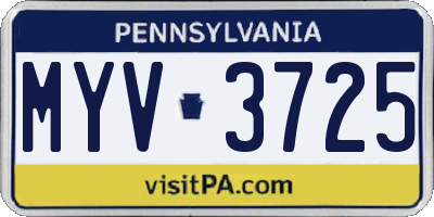 PA license plate MYV3725