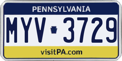 PA license plate MYV3729
