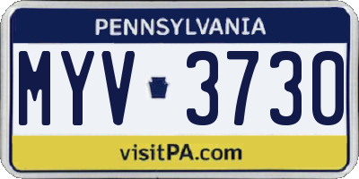 PA license plate MYV3730