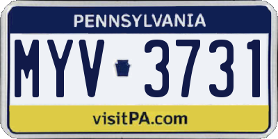 PA license plate MYV3731