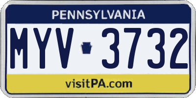 PA license plate MYV3732