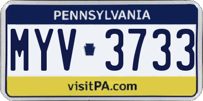 PA license plate MYV3733