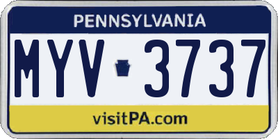 PA license plate MYV3737
