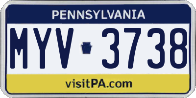 PA license plate MYV3738