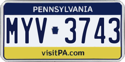PA license plate MYV3743