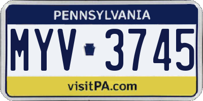 PA license plate MYV3745