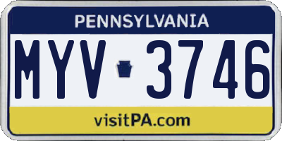 PA license plate MYV3746