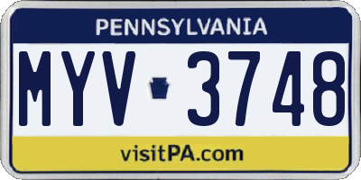 PA license plate MYV3748