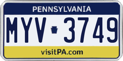 PA license plate MYV3749