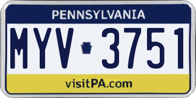 PA license plate MYV3751