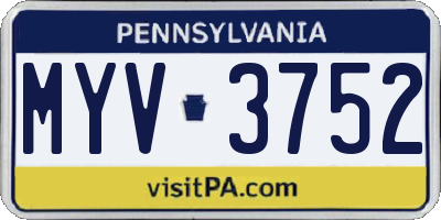 PA license plate MYV3752