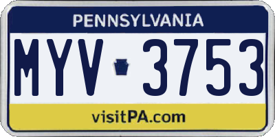 PA license plate MYV3753