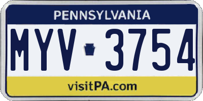 PA license plate MYV3754