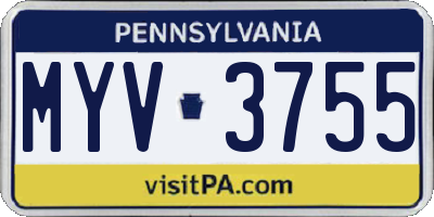 PA license plate MYV3755