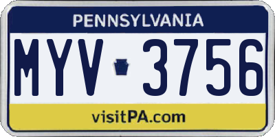 PA license plate MYV3756