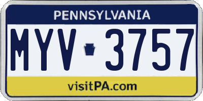 PA license plate MYV3757