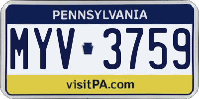 PA license plate MYV3759