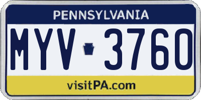 PA license plate MYV3760