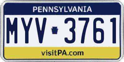PA license plate MYV3761