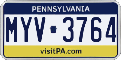 PA license plate MYV3764