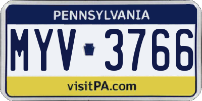 PA license plate MYV3766